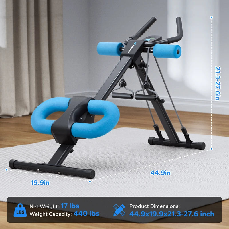 Adjustable Ab Workout Machine for Core and Stomach Exercise — Foldable, Knee Protection