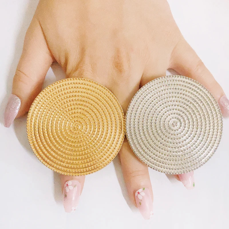 Big Gold Plated Women's Ring Set with Assorted Shapes & Elements – Adjustable Jewelry Gift