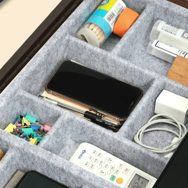Felt Drawer Organizer Tray - Multi-Compartment Storage Box for Vanity, Office, Kitchen