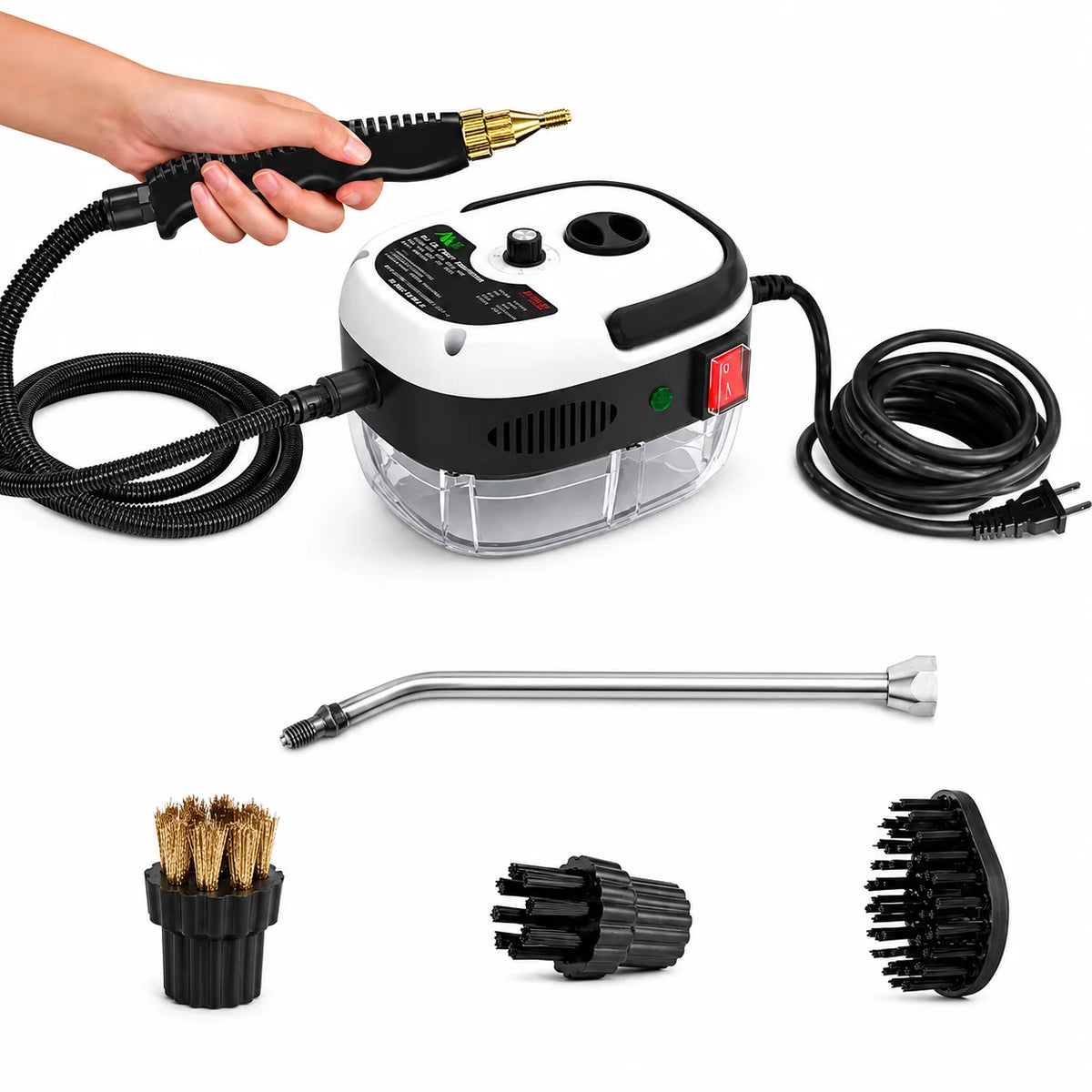 Portable Handheld Steam Cleaner for Kitchen Bathroom Floor Upholstery with Brush Heads