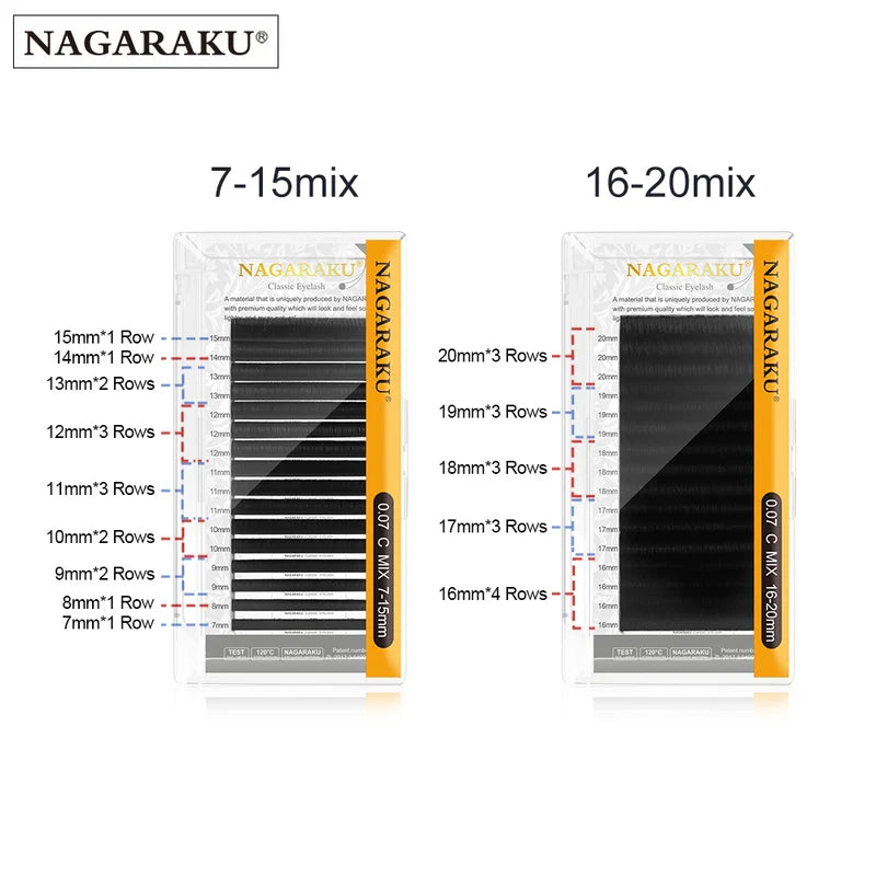 Premium Synthetic Mink Eyelash Extensions - 16 Rows, 7-25mm Mix, Natural & Soft