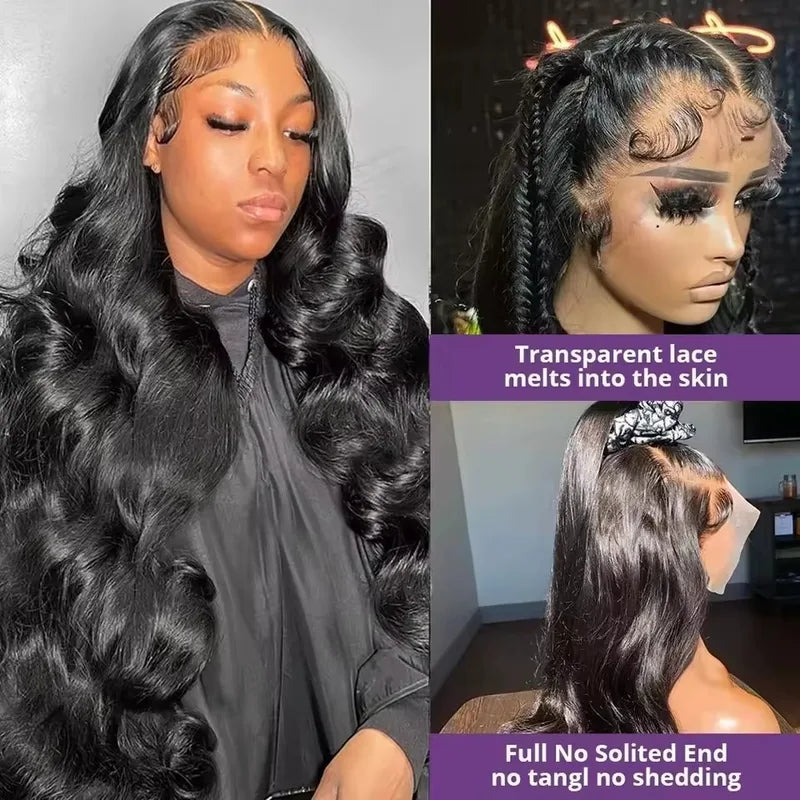 High-Quality Human Hair Lace Front Wig 13x6 40 Inch Body Wave, Pre-Plucked with Baby Hair