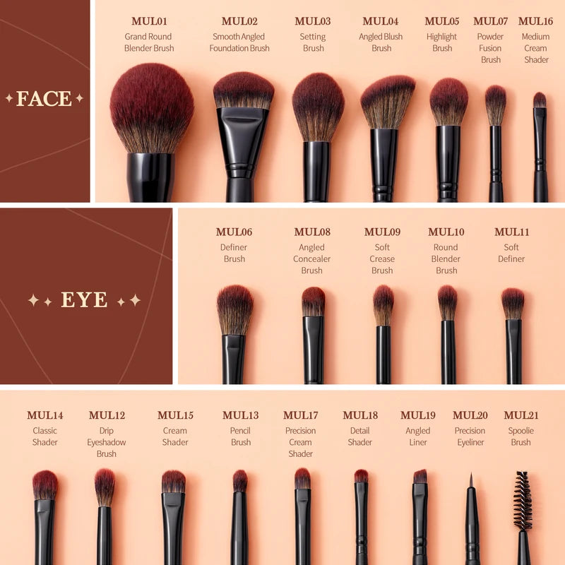Professional Makeup Brushes Set 3-21 Pcs Synthetic Face Eye Contour Tools