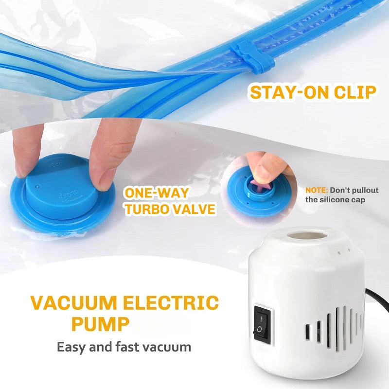 Vacuum Storage Bags with Electric Pump - Space Saving, Multiple Sizes