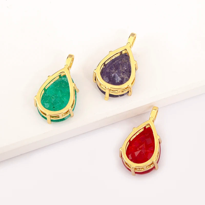 Waterdrop Shape Zircon Charm Pendant for Jewelry Making - DIY Necklace Findings