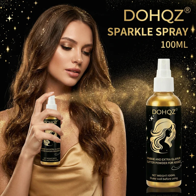 Waterproof Gold Body Glitter Spray for Face Hair Clothes Festival Party 100ML
