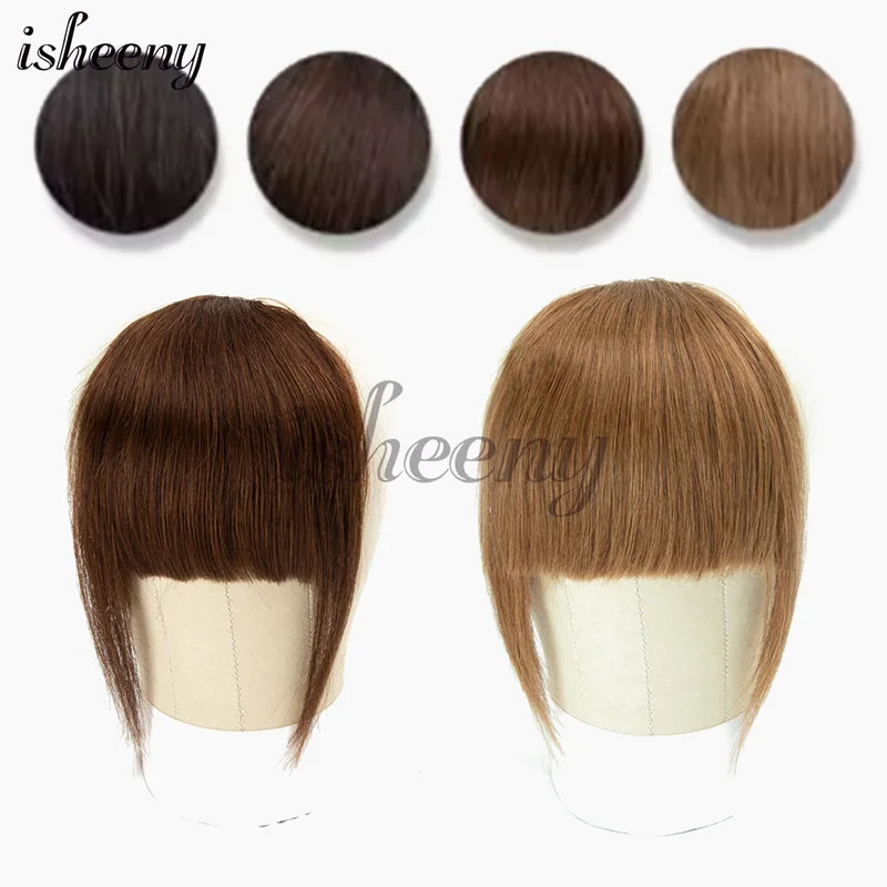 Human Hair Clip-In Bangs Set - Natural Blunt Cut Hair Extensions, Multiple Colors