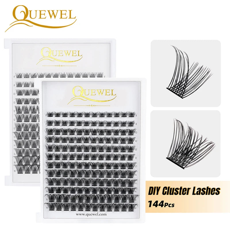 DIY Cluster Eyelash Extensions 144 Pcs Segmented False Lashes C/D Curl
