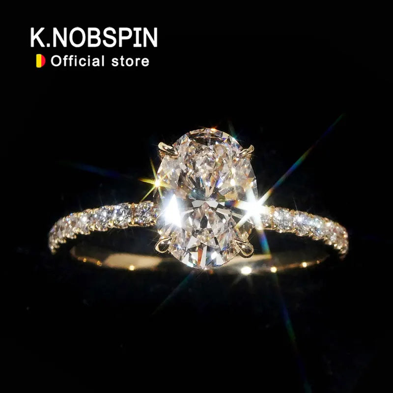 Moissanite Engagement Ring 1-3 Carats Oval Cut Sterling Silver 18K White Gold Plated