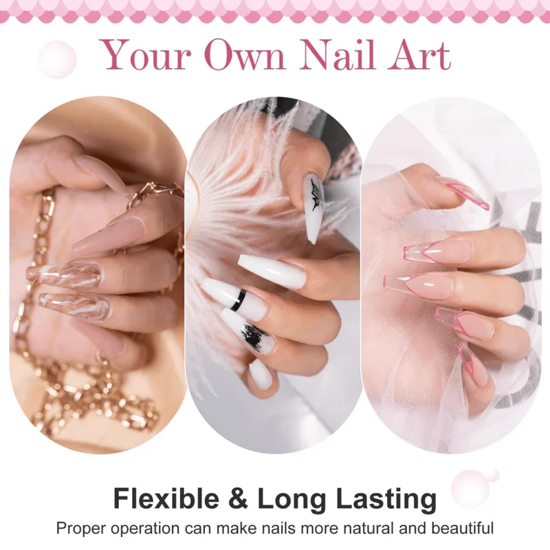 Poly Extension Gel Nail Kit with 6 Colors - UV Soak Off Builder Manicure Set