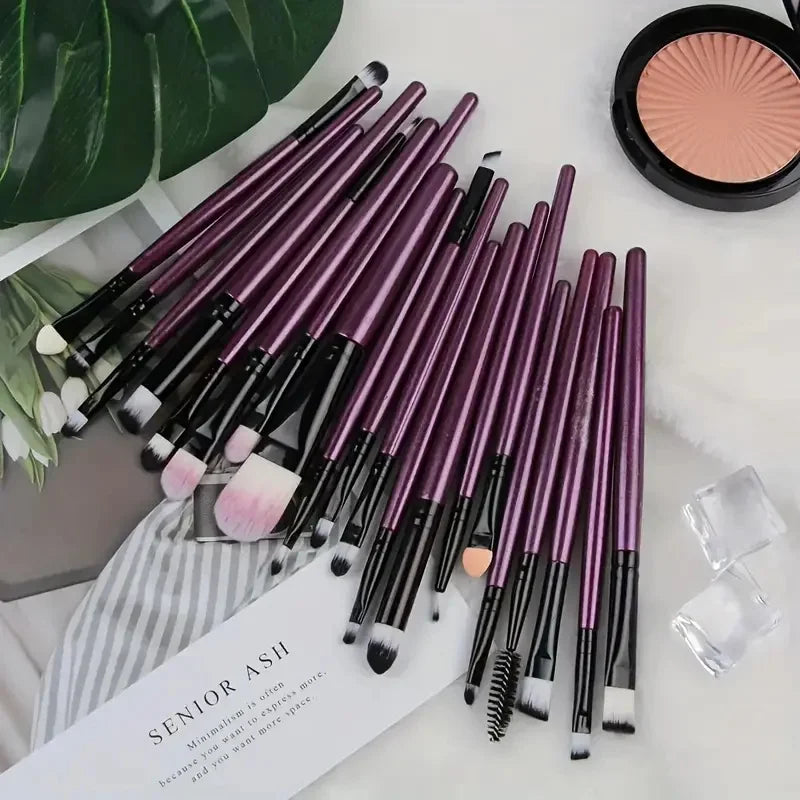 20-Piece Makeup Brush Set with Eyeliner, Blending & Foundation Brushes