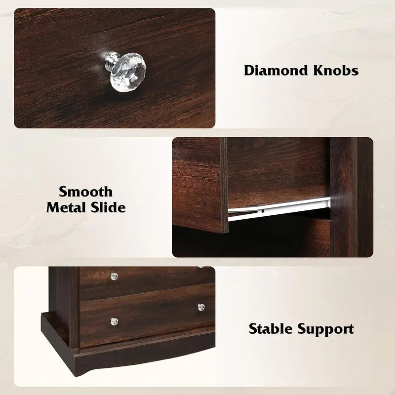 5-Drawer Dresser with Anti-Tip Safety - 45 Inch Modern Rustic Bedroom Storage