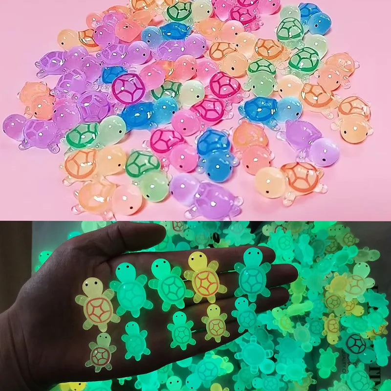 Mini Luminous Turtle Garden Decor Set - Glowing Resin Ornaments for Landscaping & Fish Tanks