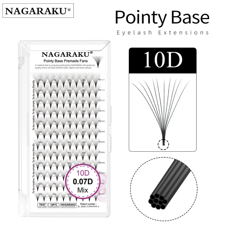Premade Eyelash Extension Fans 0.07mm Thin Pointed Base Natural Look Volume