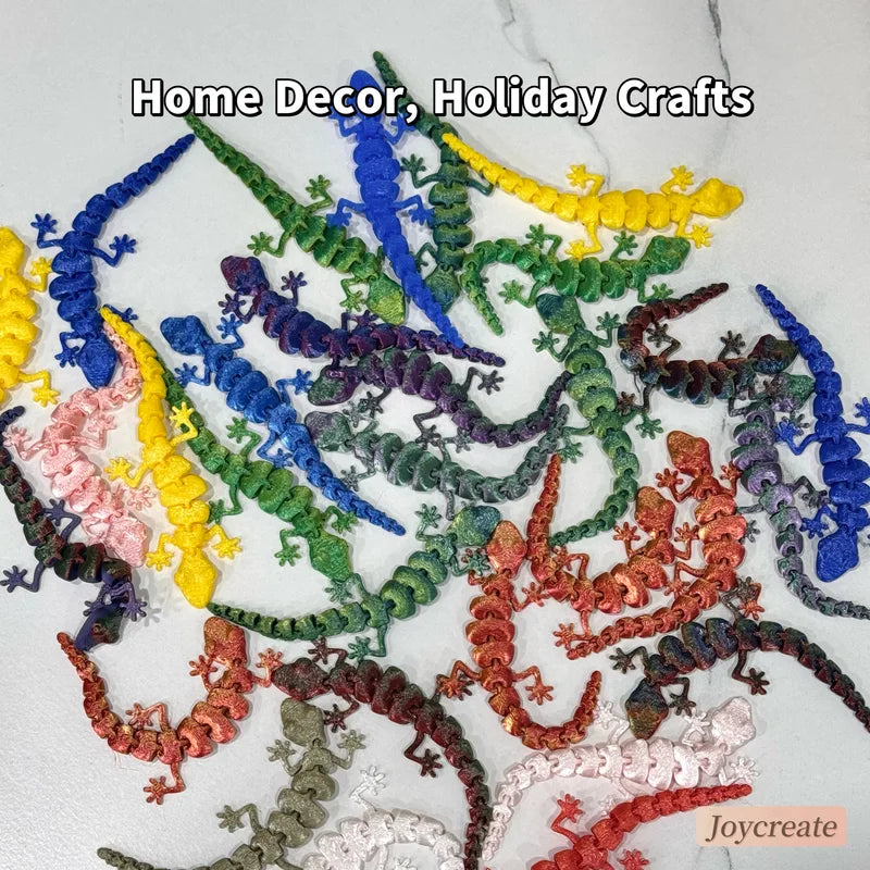 30 Pcs Colorful 3D Printed Movable Joint Lizard Reptile Decorations