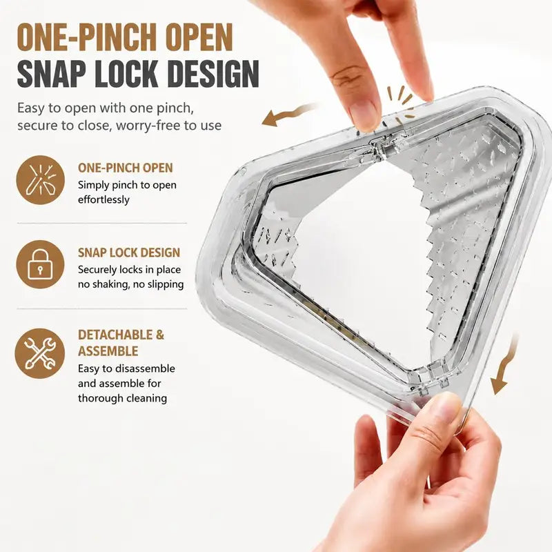 Kitchen Sink Drain Filter Basket - Triangular Food Waste Strainer & Storage Caddy