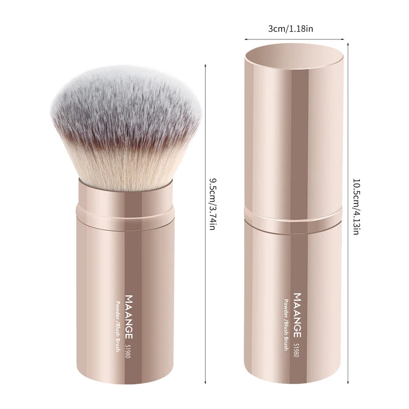 Retractable Foundation Makeup Brush with Cover - Kabuki Powder Blusher Brush for Travel