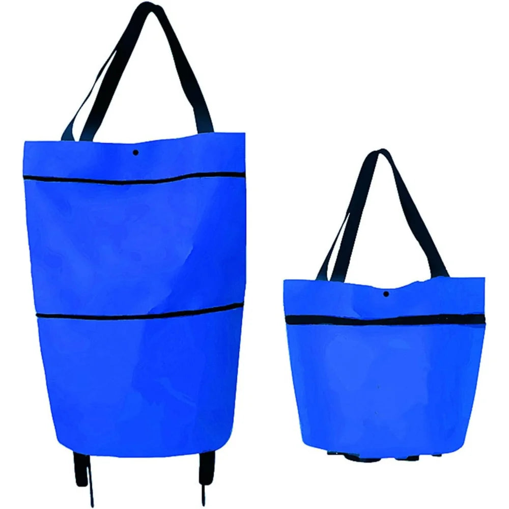 Foldable Shopping Cart with Wheels and Waterproof Bag – Portable Grocery Trolley