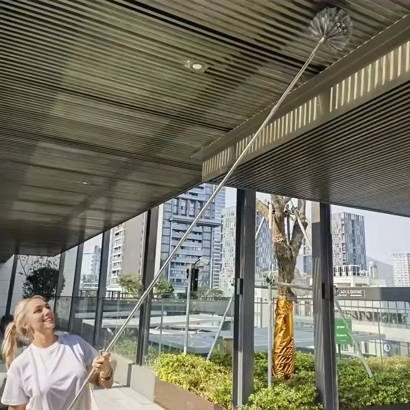 Adjustable Length Spider Web Ceiling Cleaner Heavy-Duty Metal Broom Multi-Surface Dusting Tool