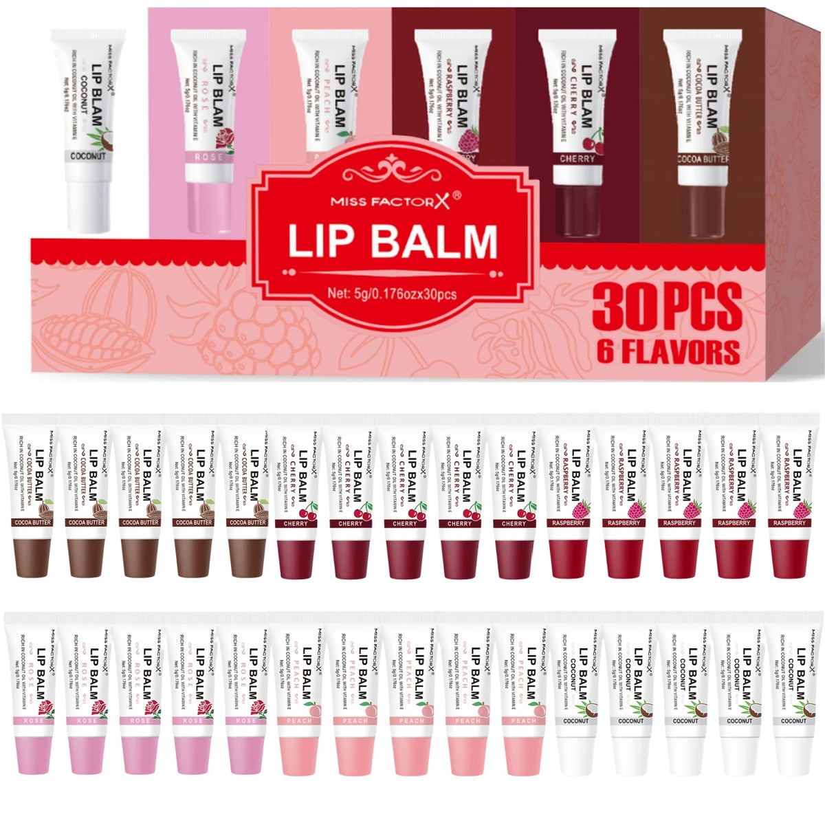 30-Piece Hyaluronic Acid Collagen Lipstick Set - Deep Moisturizing, Long-Lasting Color