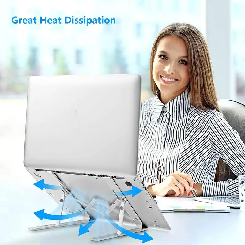 Adjustable Aluminum Laptop Stand for 10-16 Inch Notebooks - Ergonomic & Durable