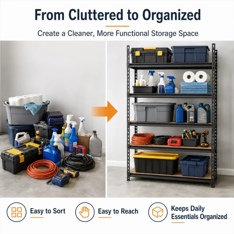 5-Tier Metal Garage Storage Shelving Unit with MDF Shelves and Hardware