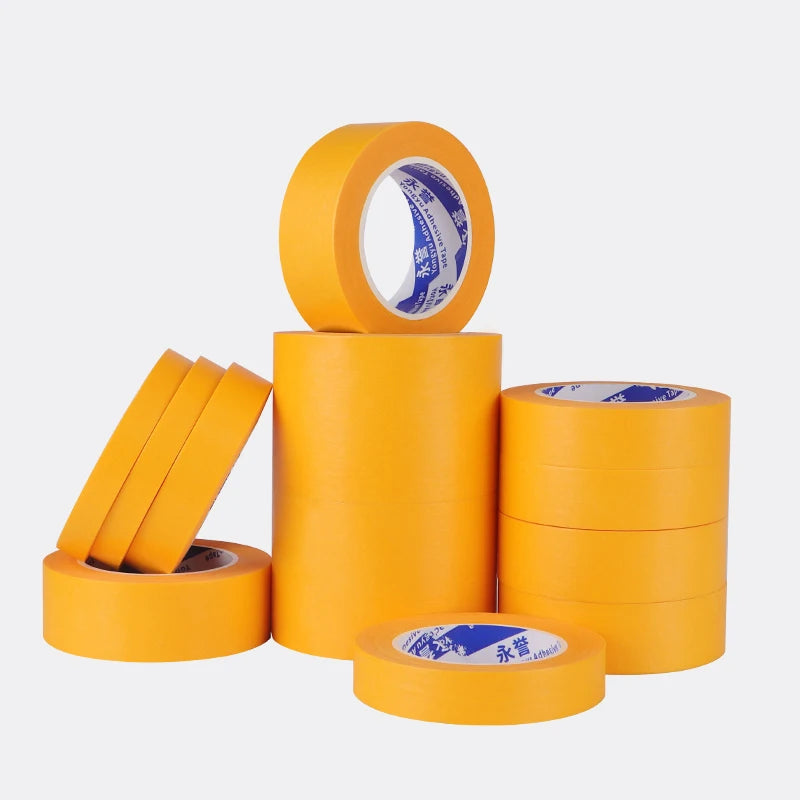 High-Strength Orange Masking Tape for Car Painting & Wall Protection - No-Trace Adhesive Crepe Paper