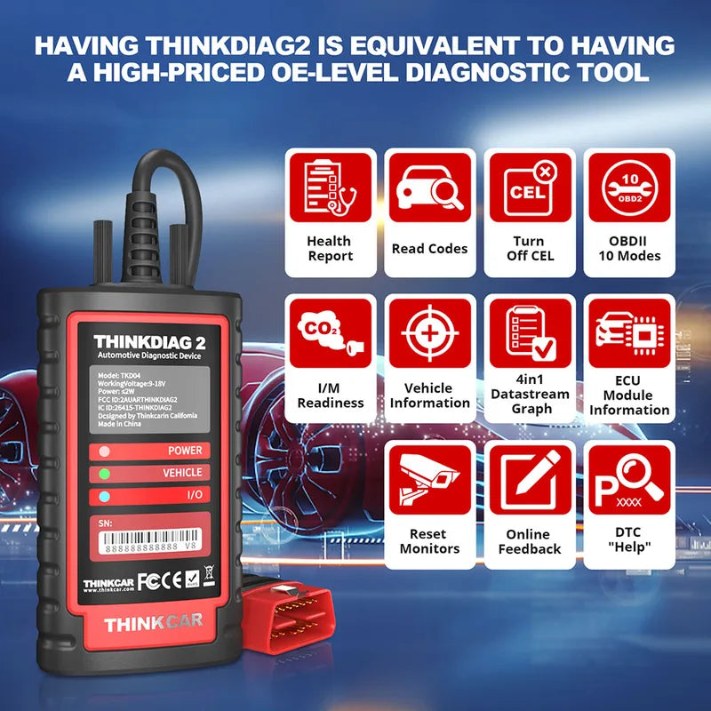 OBD2 Diagnostic Scanner for All Car Systems Wireless Bluetooth Check Tool - Supports CAN-FD