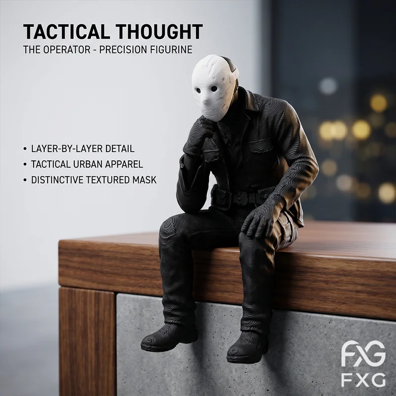Contemplative Figure Desk Decor - Modern Style Sculpture for Gamers & Gift