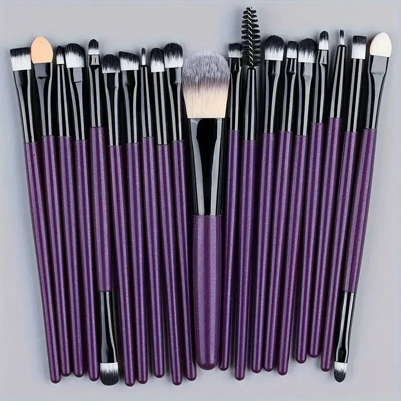 20-Piece Makeup Brush Set with Eyeliner, Blending & Foundation Brushes