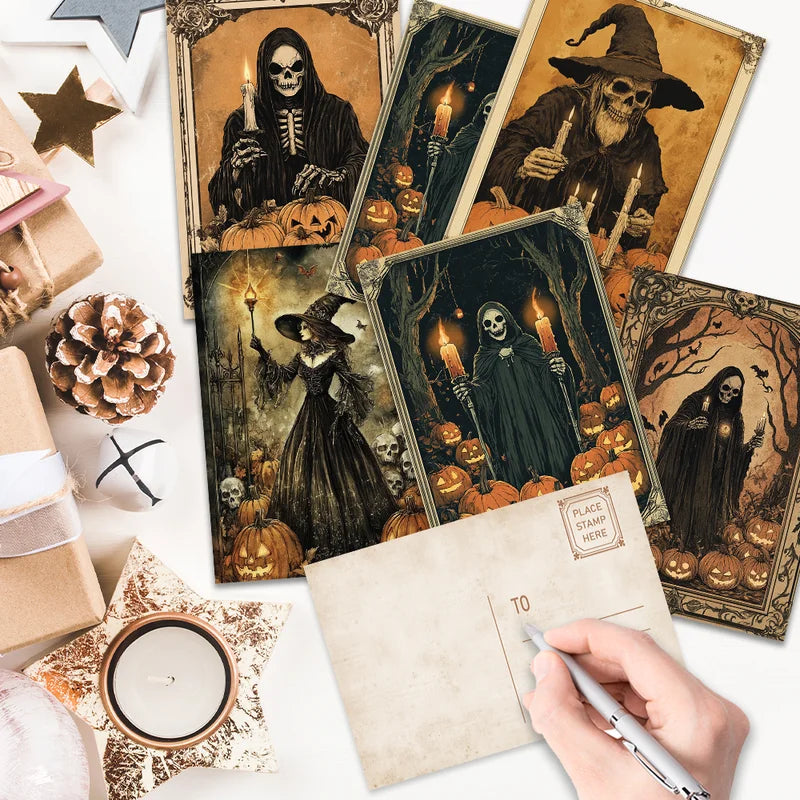 Vintage Halloween Postcards Set - Horror Pumpkin Collectible & Mailable Gifts