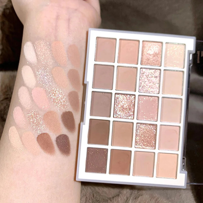 20-Color Multicolor Eyeshadow Palette - Nude Earth Tones Waterproof Long-Lasting Makeup
