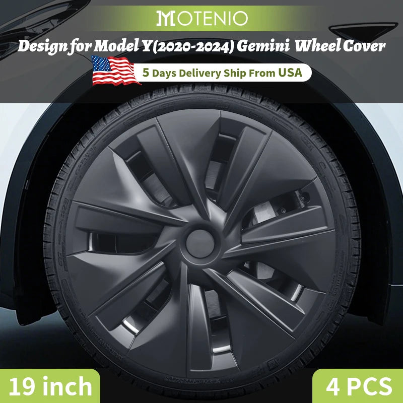 4-Piece Tesla Model Y Wheel Cover Set - 19 Inch Hubcaps for Rim Protection