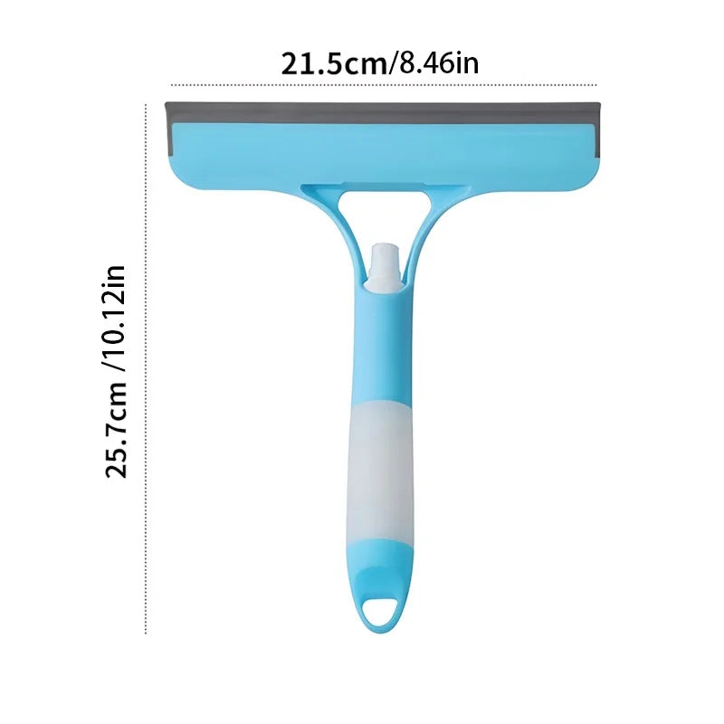 3-in-1 Window Cleaning Tool with Spray, Squeegee & Scrubber, No-Drip Design