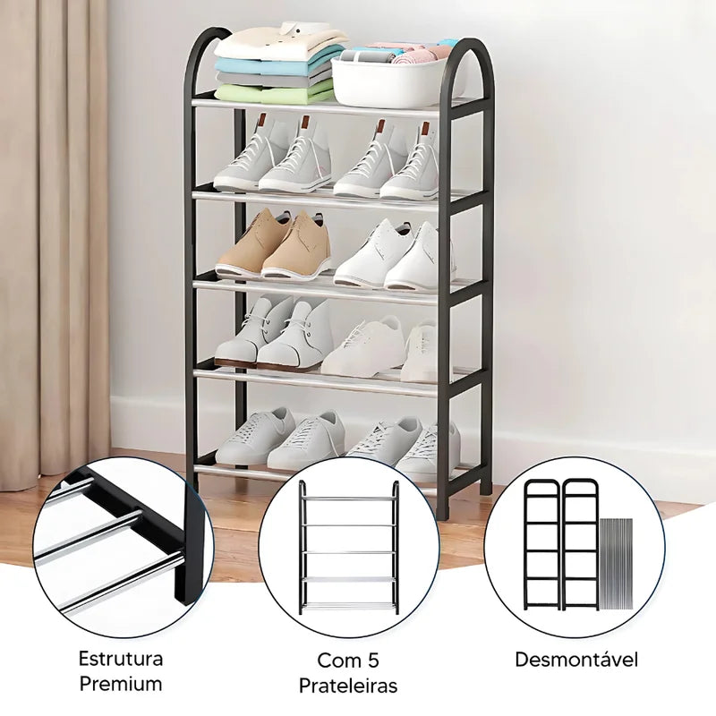 Multi-Color Shoe Organizer 8-10 Pairs, 4-Tier Shoe Rack, Collapsible Storage