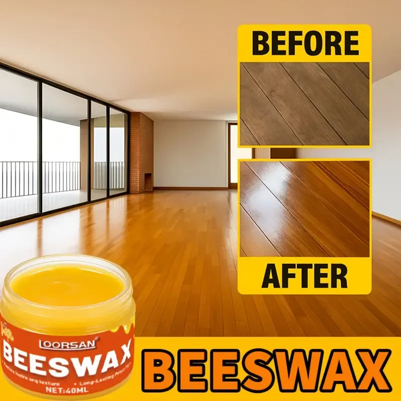 Natural Beeswax Wood Polish for Furniture and Floor Care - Restores Shine & Protects Solid Wood