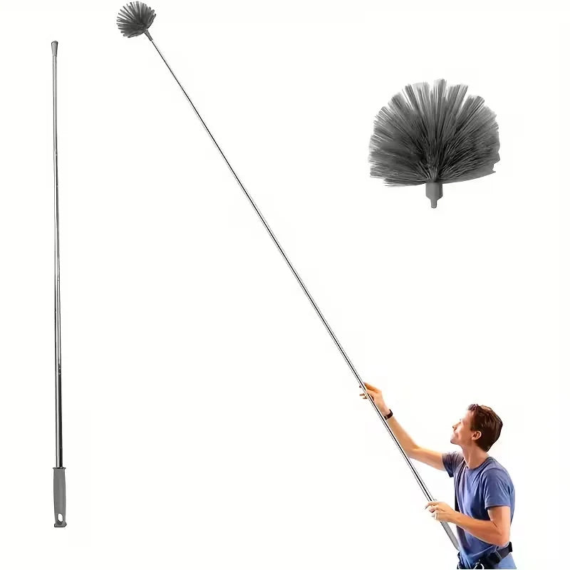 Adjustable Length Spider Web Ceiling Cleaner Heavy-Duty Metal Broom Multi-Surface Dusting Tool