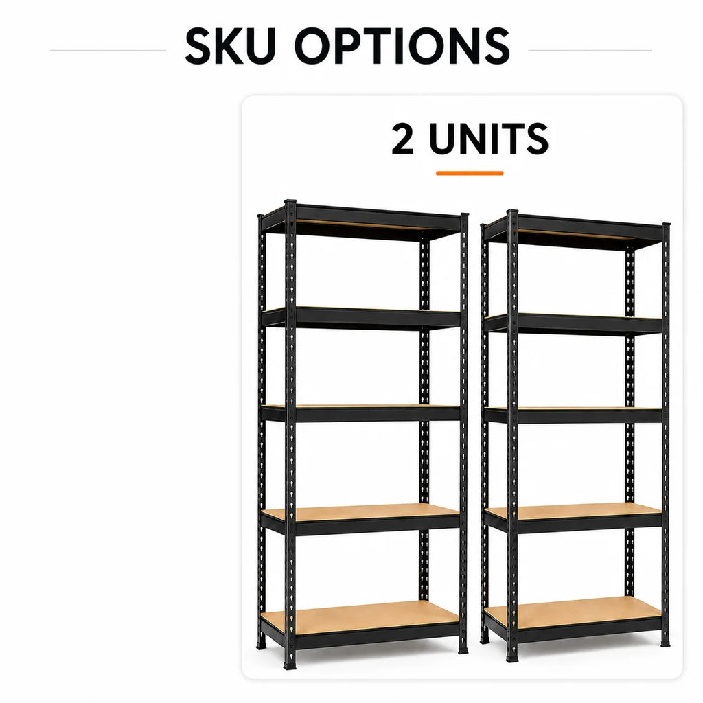Heavy Duty 5-Tier Garage Shelving Unit - Steel Storage Rack with MDF Boards, Adjustable Utility Organizer, 2200 LBS Capacity
