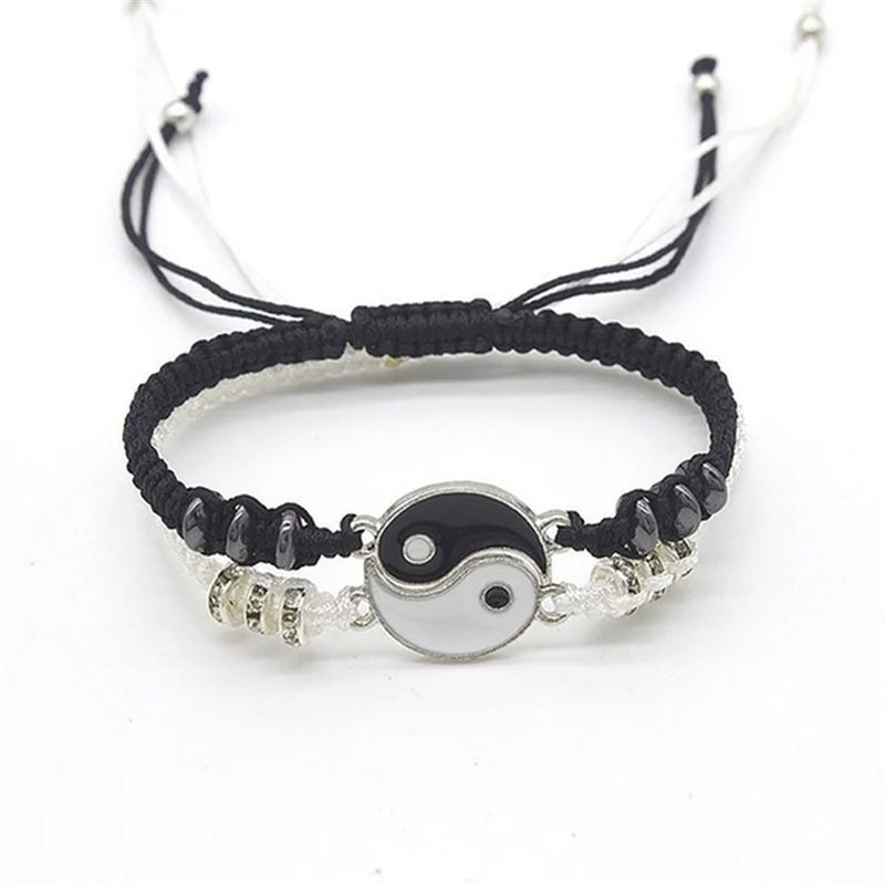 Matching Yin Yang Friendship Bracelets - Adjustable Cord Jewelry Set for Couples and Friends