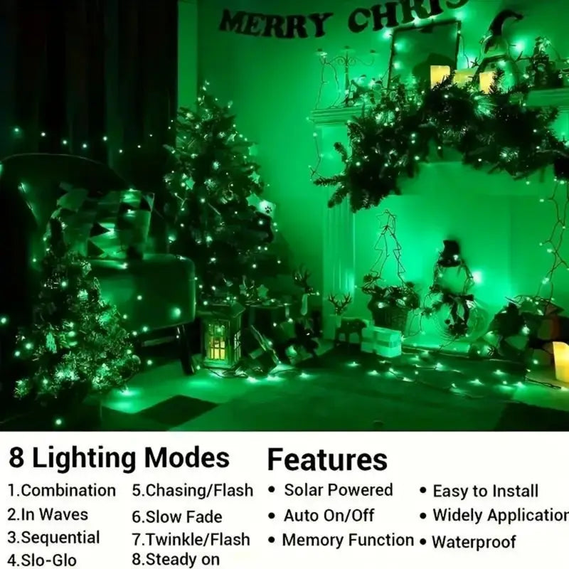 Solar Powered String Lights with 8 Modes Waterproof Outdoor Decoration Garden Party