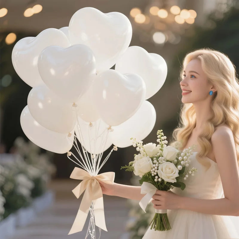 Heart-Shaped Latex Balloons for Weddings Valentine's Day Birthday & Party Decorations