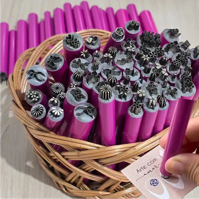 Detachable Nail Art Stamp Pen with Floral Butterfly Pattern for Manicure Crafting
