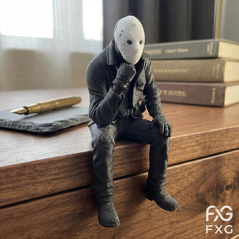 Contemplative Figure Desk Decor - Modern Style Sculpture for Gamers & Gift