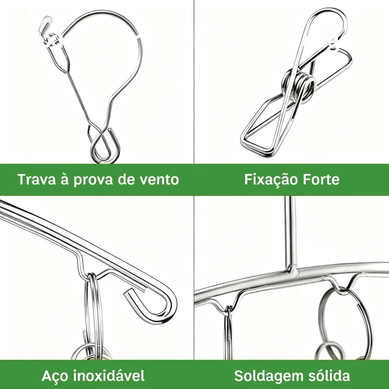 Stainless Steel Folding Clothesline with Clamps - Portable Laundry Line for Indoor & Outdoor Use