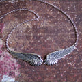 Vintage Angel Wings Feather Choker Necklace with Pendant for Women