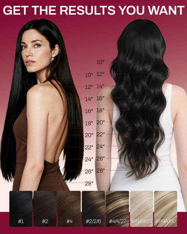 Human Hair Weft Extensions - Invisible PU Hole, Soft & Natural Look, 50G