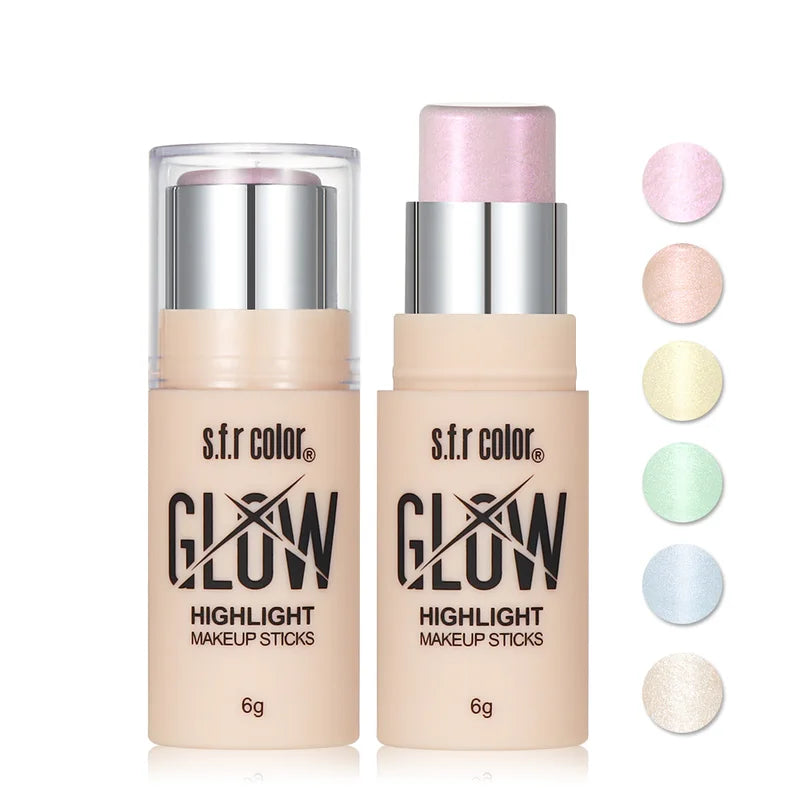 Multicolor Waterproof Long Lasting Face Highlighter Stick for Natural Glow - All Skin Tones