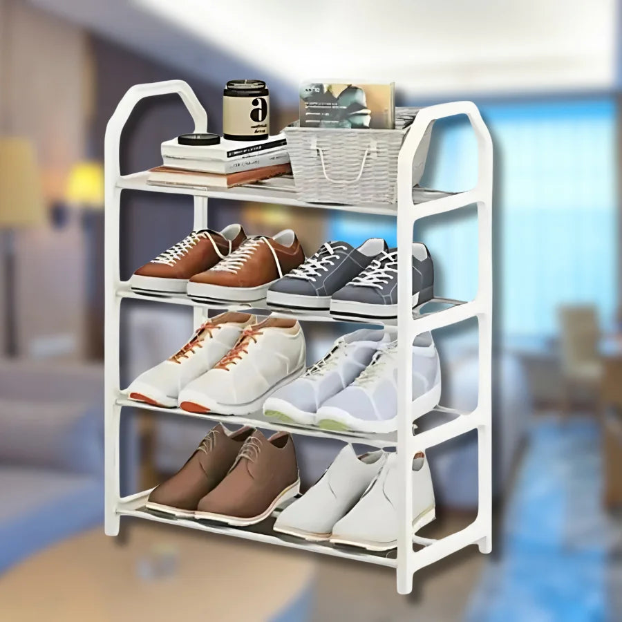 Multi-Color Shoe Organizer 8-10 Pairs, 4-Tier Shoe Rack, Collapsible Storage