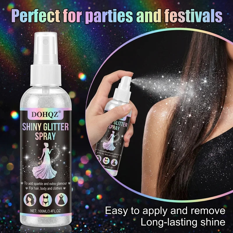 Silver Glitter Body Spray 100ml for Weddings, Festivals & Stage Makeup