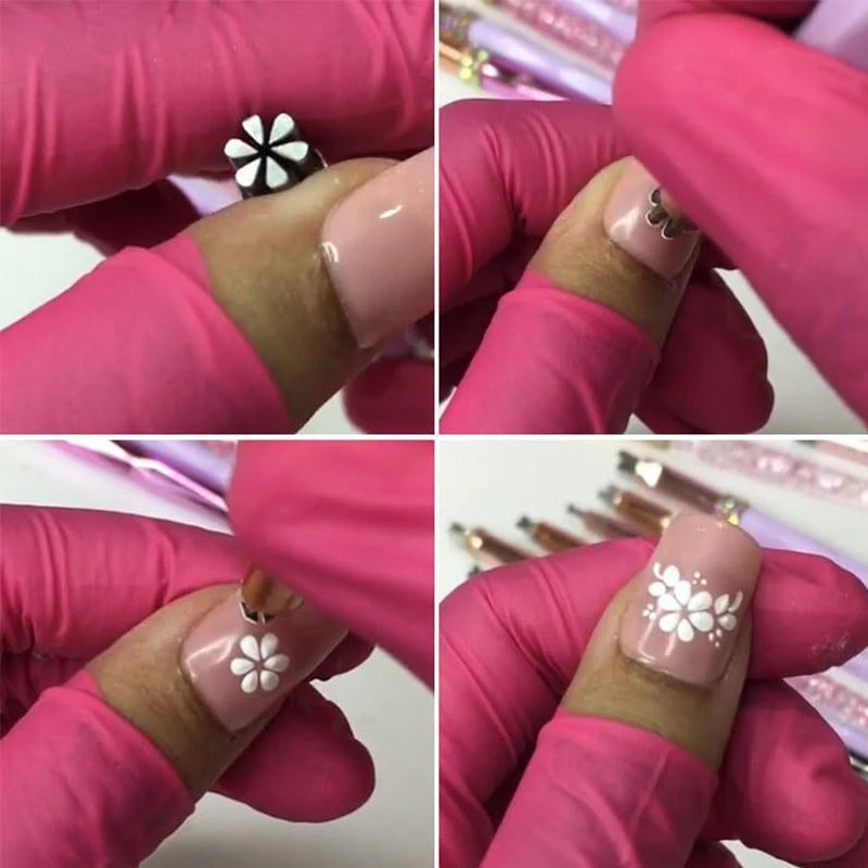 Detachable Nail Art Stamp Pen with Floral Butterfly Pattern for Manicure Crafting